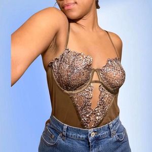 Vintage Victoria's Secret Animal Print Mesh Teddy